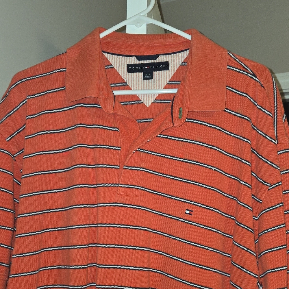 Tommy Hilfiger Men's Polo in Orange with Stripes